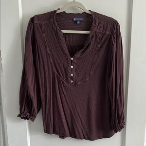 Democracy Women's Purple Button-Down 3/4 Sleeve Blouse Size Large